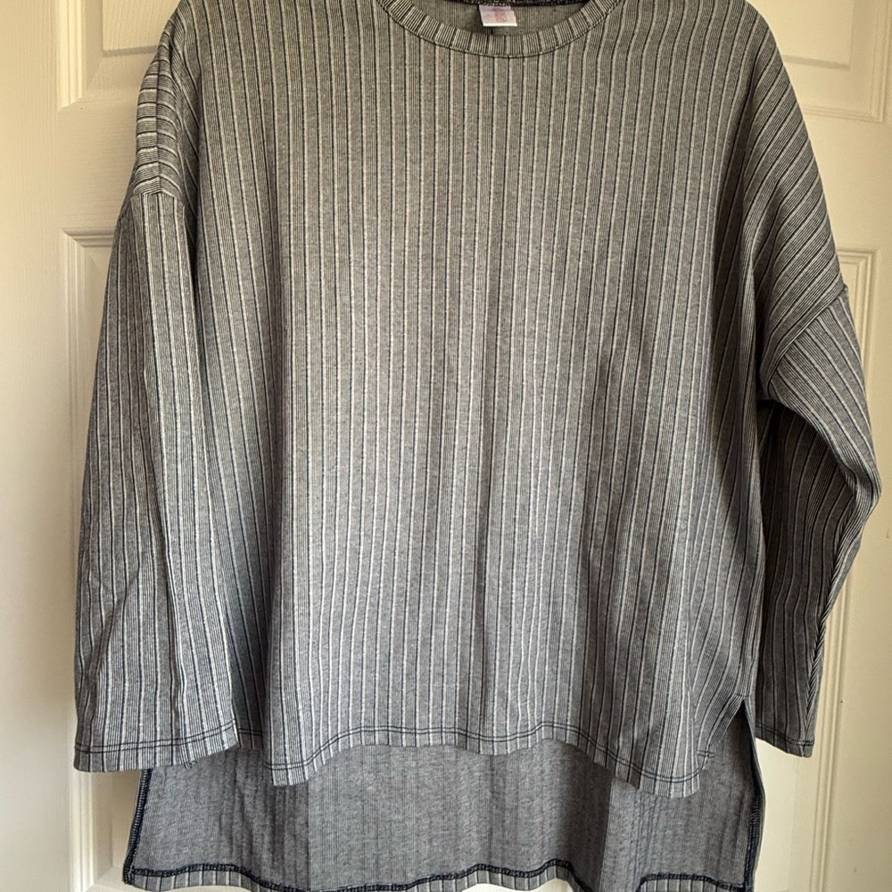 Snoga-Striped knit Crewneck Long Sleeve Top - Navy blue - Picture 2 of 7